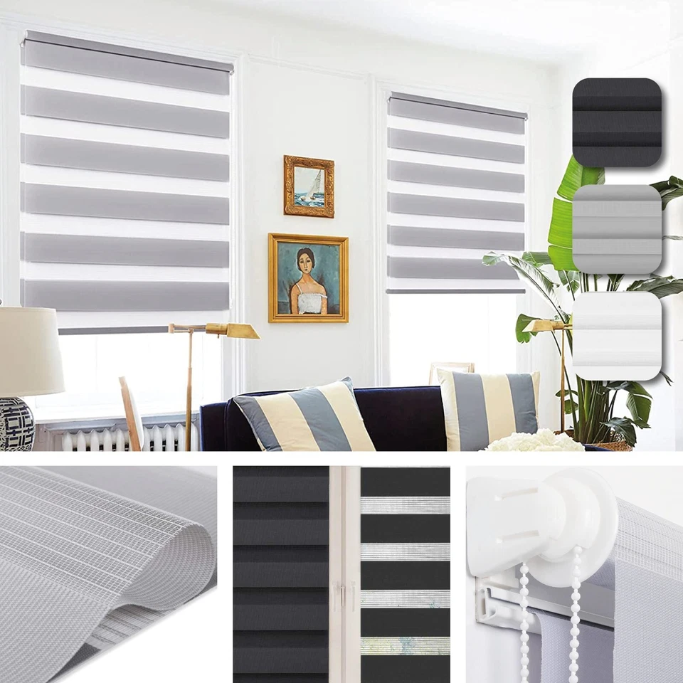 Doppelrollo Klemm Rollo ohne Bohren EasyFix Blickdicht Seitenzugrollo Duo Rollo - Bild 2 von 4