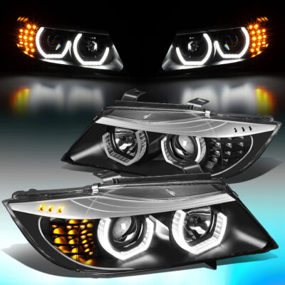 FOR 2006-2008 BMW E90 3-SERIES 3D LED CRYSTAL U-HALO PORJECTOR HEADLIGHT LAMPS