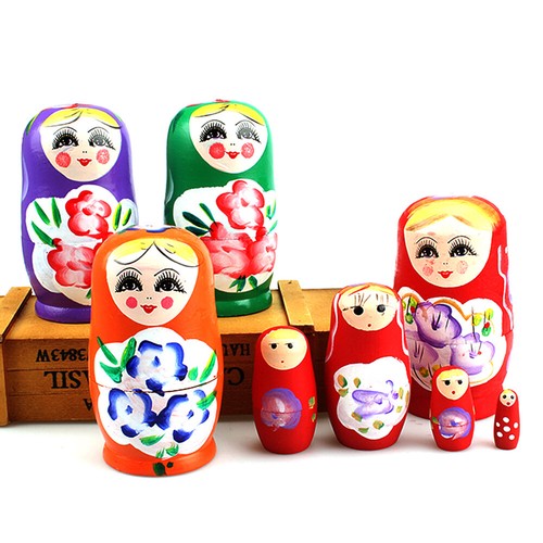 Juego de 5 piezas de muñecas rusas de anidación Babushka matrioska apilables kit de juguete de madera regalo - Imagen 3 de 12