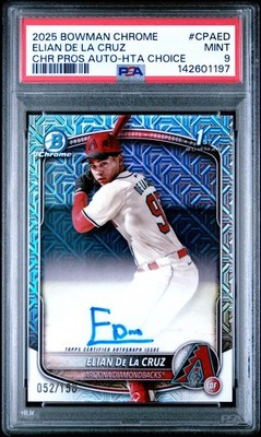 2025 Bowman Chrome 1st Elian De La Cruz HTA Choice Refractor Auto /150 PSA 9