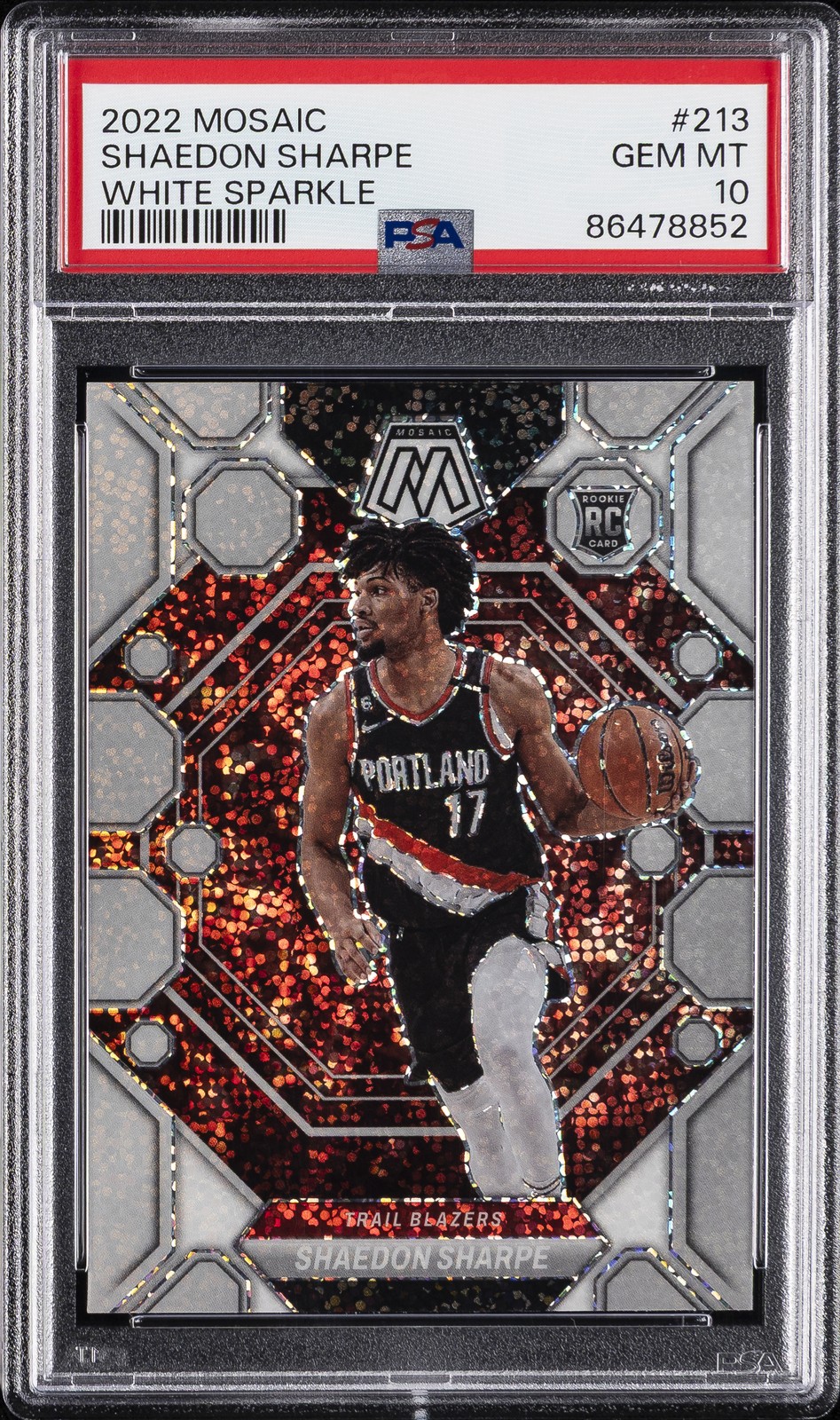 2022 PANINI MOSAIC WHITE SPARKLE #213 SHAEDON SHARPE PSA 10