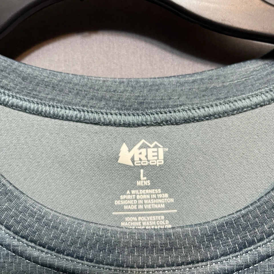 Camisa cooperativa REI para hombre L verde manga larga aire libre senderismo viaje poliéster Foto 2 de 4