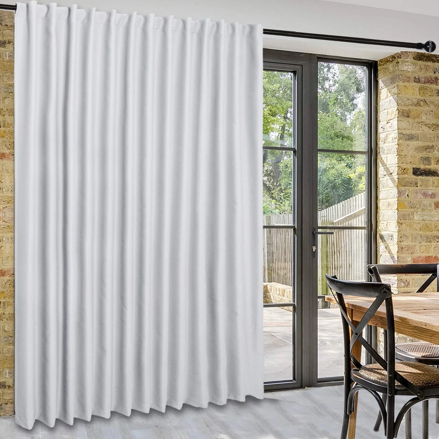 DWCN Patio Sliding Door Curtains - 100"W x 84"L (Pack of 1), Greyish White