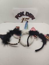 3 HALLOWEEN Girl HEADBANDS Sparkly Cat Unicorn Ears Costume Dress Up Party New