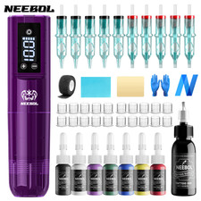Complete Tattoo Pen Kit Wireless Tattoo MachineGun with Needle Ink Tattoo Supply