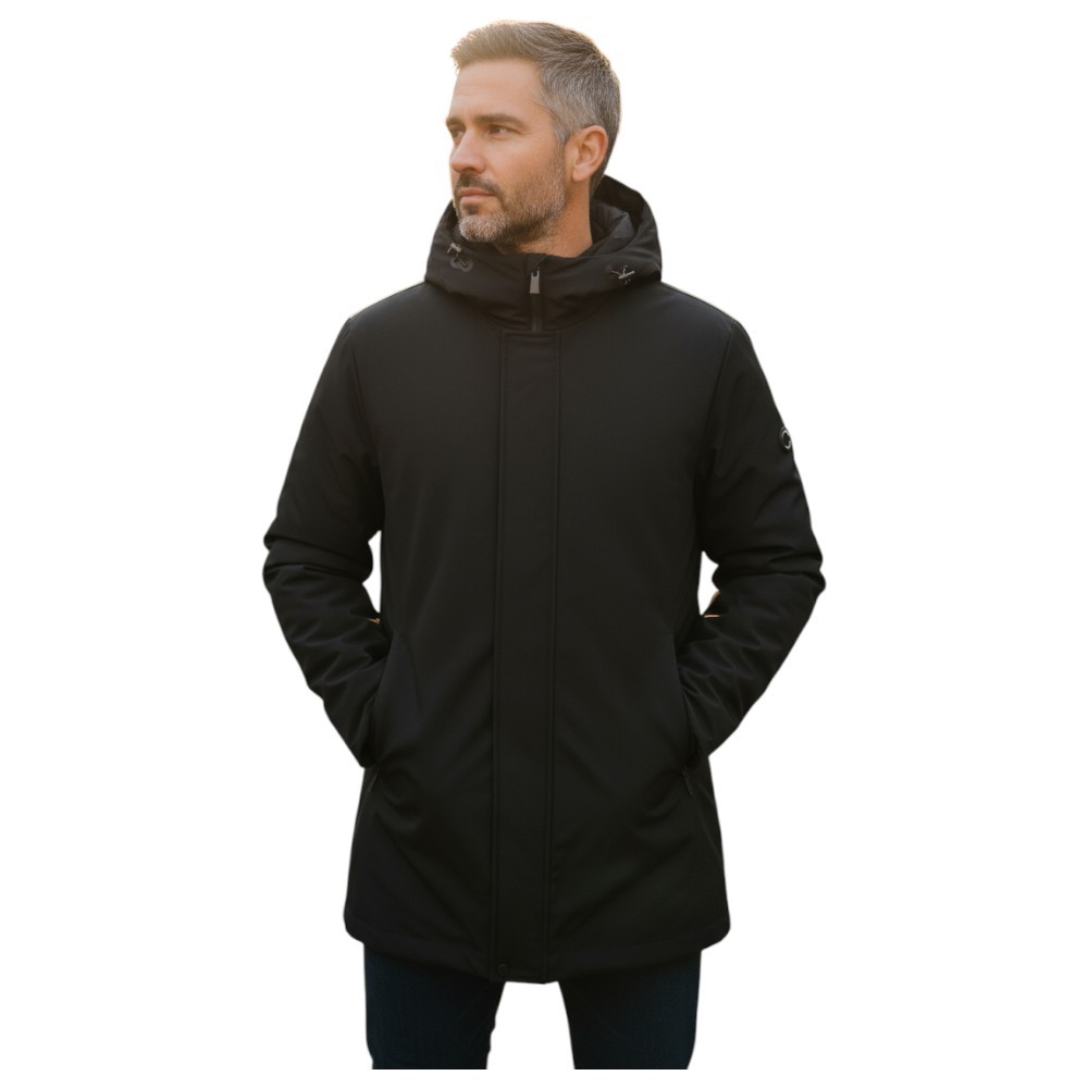 Markup Parka schwarz lang Jacke wasserabweisend aus technischem Gewebe MK24007