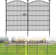 10 Panels No Dig Decorative Garden Fence with Gate - 40 in H X 23.6 Ft L , Do