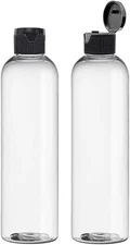 8 Oz Clear Plastic Empty Bottles with Black Flip Top Caps, Refillable Containers