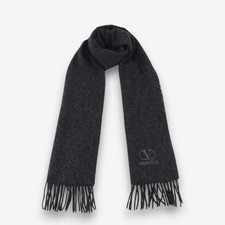 Valentino Wool Scarf Vintage Neckwear Fringe Muffler Winter Preppy Scarves 11x65