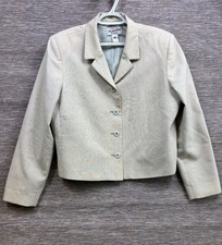 Vintage Pendleton Virgin Wool Blazer Womens Sz 16 Tan Houndstooth Cropped Jacket