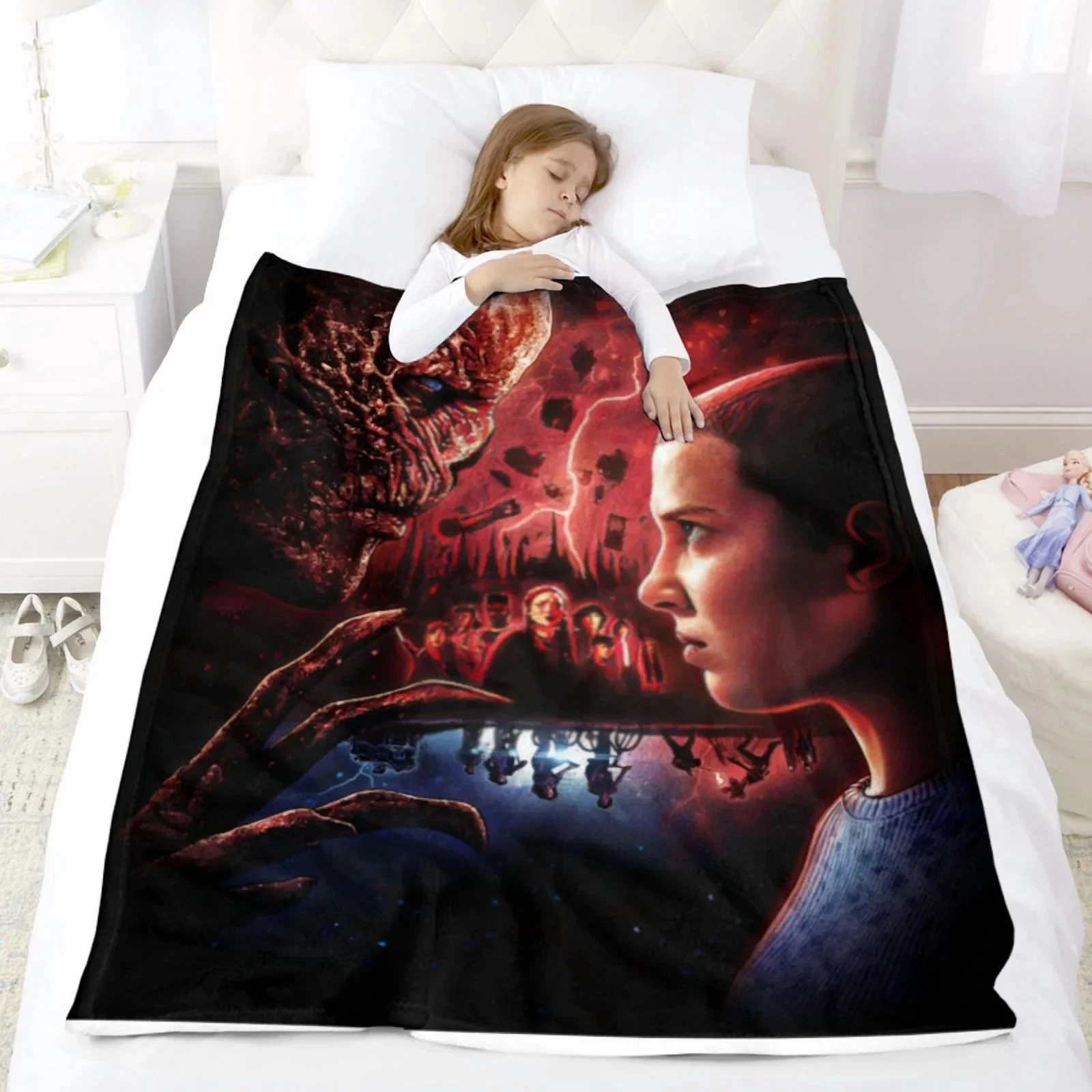 Stranger Things Throw Blanket - Black Cozy Gift