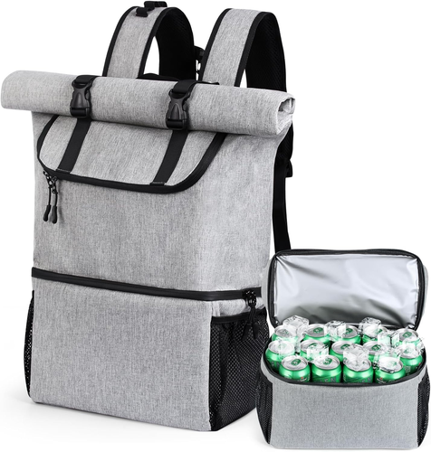 Zaino termico da 27 l, 2 in 1, grande borsa termica, a prova di perdite, con scomparto termico