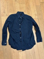 Bonobos Dress Shirt Slim Fit 16 1/2 x 33 Blue Long Sleeve Collared Plaid