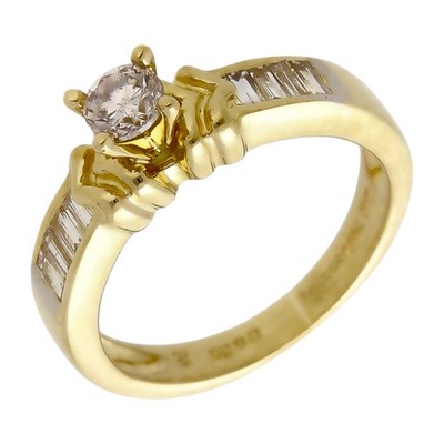 Gebrauchter 18 kt Gold gemischter Schliff Diamant Solitär & Schultern Ring Größe: K 18 kt...