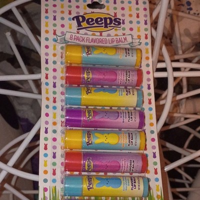 Peeps Flavored Lip Balm 8 Pack Set, Beeswax, Cotton Candy Marshmallow Vanilla
