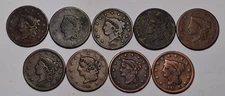 1833-1841 Large Cent Set - 9 Pieces
