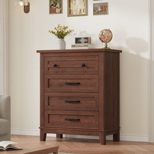 4 Drawer Dresser for Bedroom 34.8" Wooden Closet Chest Storage Cabinet