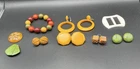 Lot Of Bakelite Jewelry. Earrings, Belt Buckle, Bracelet
