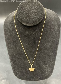 14K Yellow Gold Necklace with Butterfly Pendant 2.74g