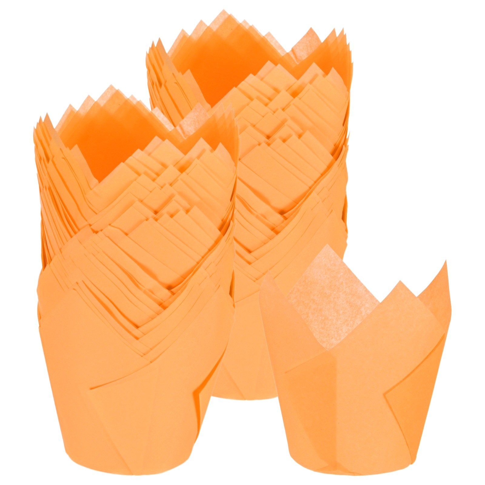 100-Pack Tulip Cupcake Liners, Greaseproof Paper Baking Cups for Party[Orange]