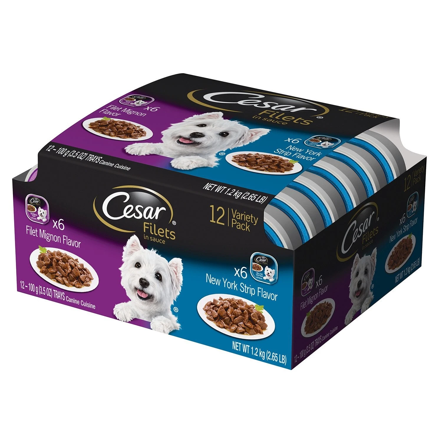 Cesar Filets in Gravy Adult Wet Dog Food Variety Pack, Filet Mignon and New Y...