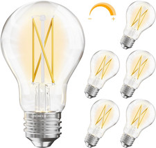 6 Pack A19 Vintage LED Edison Bulbs, 60W Equivalent Dimmable LED Bulbs, High Bri