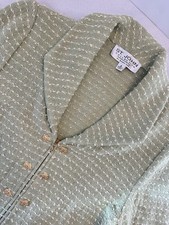 St John Collection by Marie Gray Blazer Jacket Womens 4 Light Green Knit Cropped