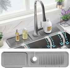 Kitchen Sink Splash Guard - 5 Slope Behind Faucet, 24in Silicone Mat Catcher,...