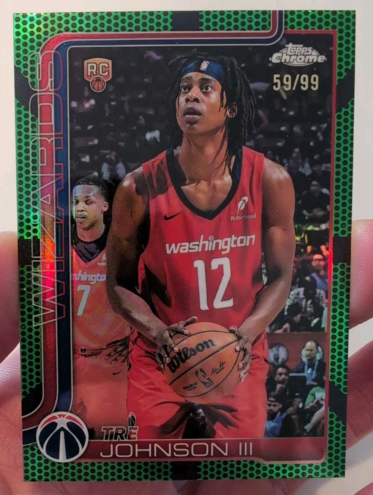 2025-26 Topps Chrome Tre Johnson III Rookie #256 Basketball Green Refractor /99 