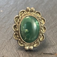 Navajo Vintage Sterling Silver Ring Green Older Turquoise Size 5.5 Handmade