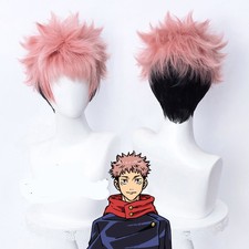 Jujutsu Kaisen Itadori Yuji Cosplay Wig Men Pink Black Short Hairpiece Wig