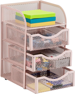 Desktop Accessory Storage, Paper Binder Clip Basket, Workspace, Office, Metal Me