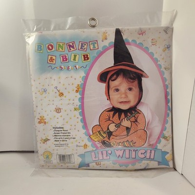 Lil' Witch rubies bonet and bib set Vintage Baby Costume Halloween Clothes