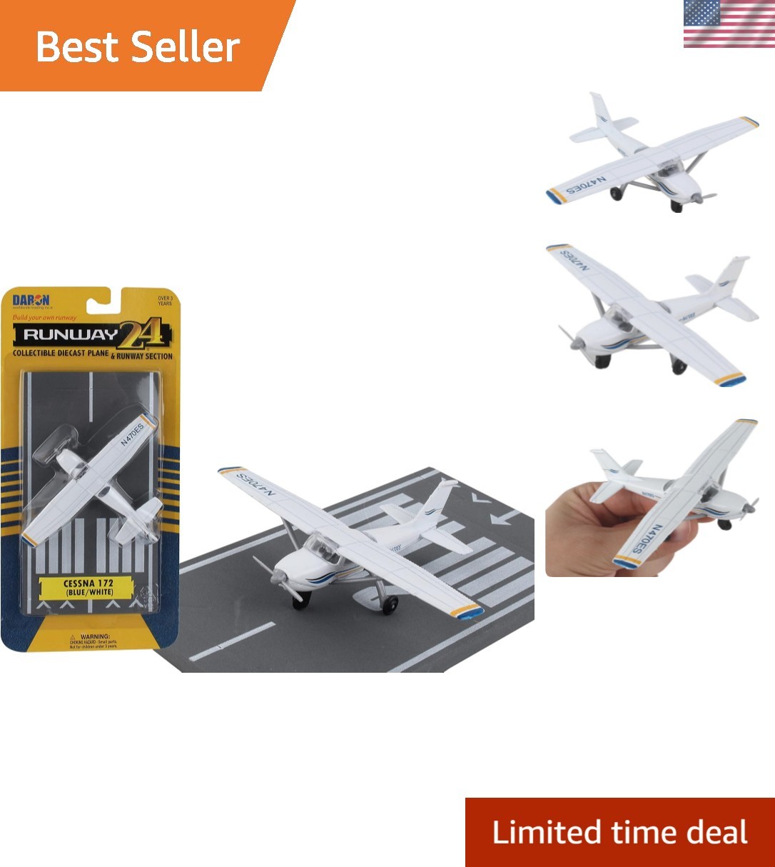 Authentic Cessna 172 2000 Skyhawk Diecast Model with Interactive