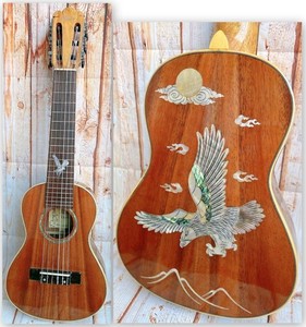 Alulu Solid Acacia Koa Tenor Guitarlele classique tête type Eagle incrusté HU1270