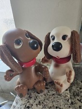 2  1982 IDEAL PUPPY RUB-A-DUB DOGGIE BATH TOYS SWIVEL HEAD CBS INC.