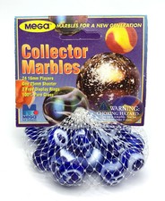 1999 Neptune Collector Series Net Bag Glass Mega Marbles Blue Header Pack of 25