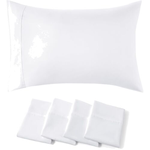 Durable White King Pillowcase Set - 4 Extra Soft Microfiber Covers 20x36