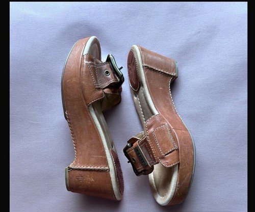 Sandalias Frye Isabelle Hebilla Cuero Marrón Cuña Slides, Mujer Talla 10M” - Imagen 4 de 14