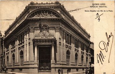 Postcard AK ARGENTINA BUENOS AIRES Spanish Bank of the Rio de LA PLATA (787566)