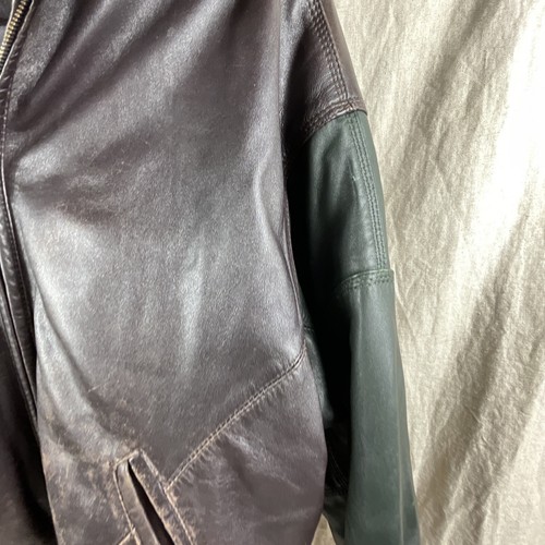 Chaqueta de cuero limitada multicolor cremallera completa manga larga cuero genuino talla L para hombre - Imagen 5 de 21
