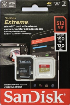 NEU | 512GB SanDisk Extreme PRO microSD 200MB/s 190MB/s 4K Speicherkarte & Adapter