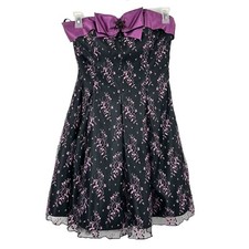 Vintage Jessica McClintock Gunne Sax Sz 9 Lace Dress Floral Fairy Black Purple