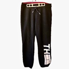Tommy Hilfiger Black Logo Sweatpants Pants Elastic Hem Womens Small