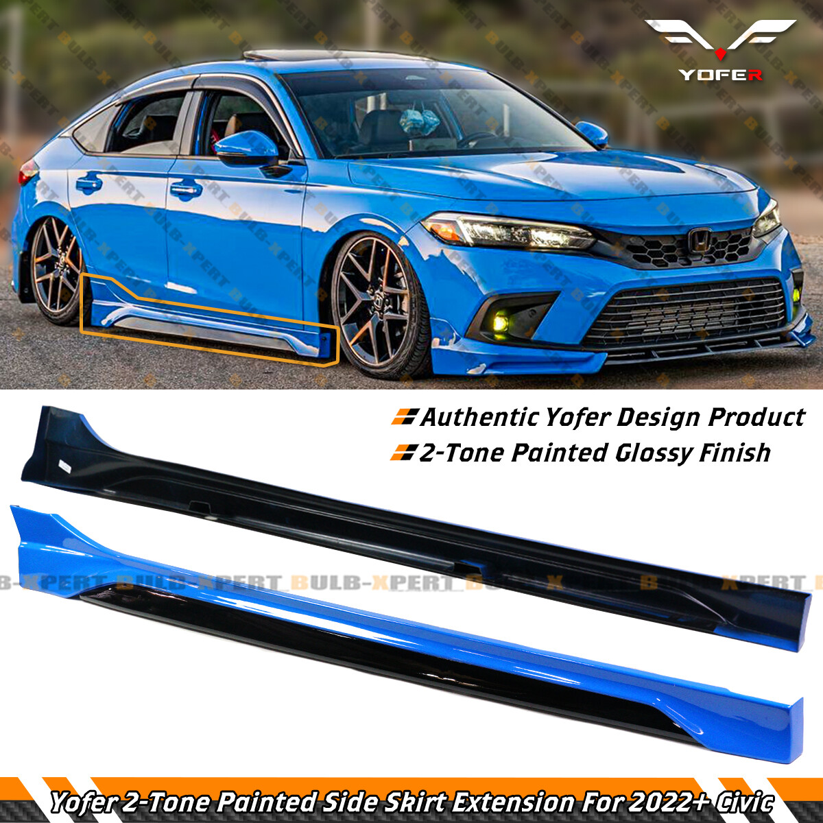 Yofer V1 Boost Blue Black 2-Tone Side Skirt Extension For 2022