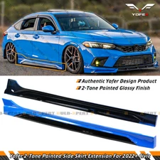 Yofer V1 Boost Blue Black 2-Tone Side Skirt Extension For 2022-2026 Honda Civic