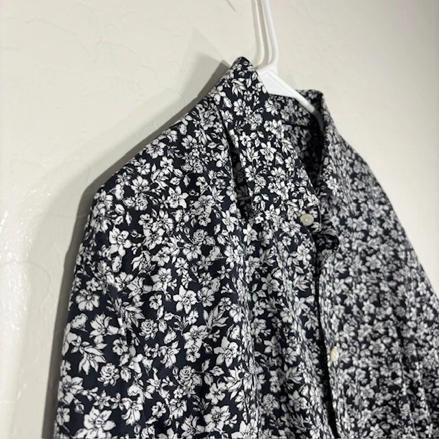 Camisa de vestir contemporánea Eton para hombre grande 16,5 floral azul marino oscuro blanco algodón Foto 2 de 4