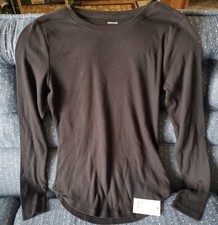 Sonoma Women's Black Everyday Ribbed Black Long Sleeve Crew Neck Shirt Small