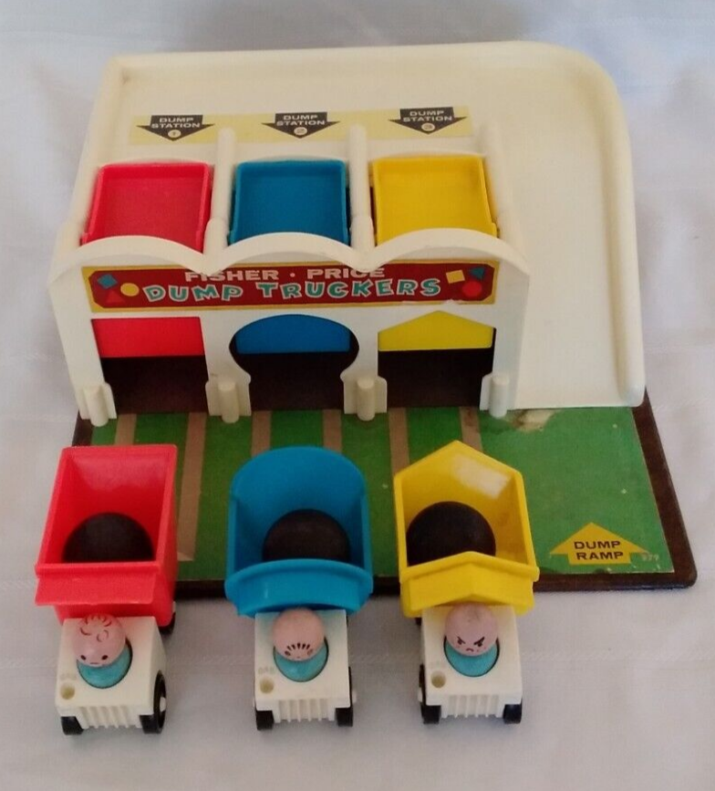 Fisher Price Vintage Little People Dump Truckers Play Set COMPLETE-  FPB032