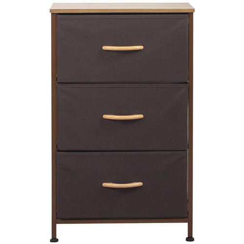 Cassettiera Armadietto 3 Ripiani Tessuto Marrone Chiaro Marrone Scuro 75x46x30cm - Foto 3 di 5